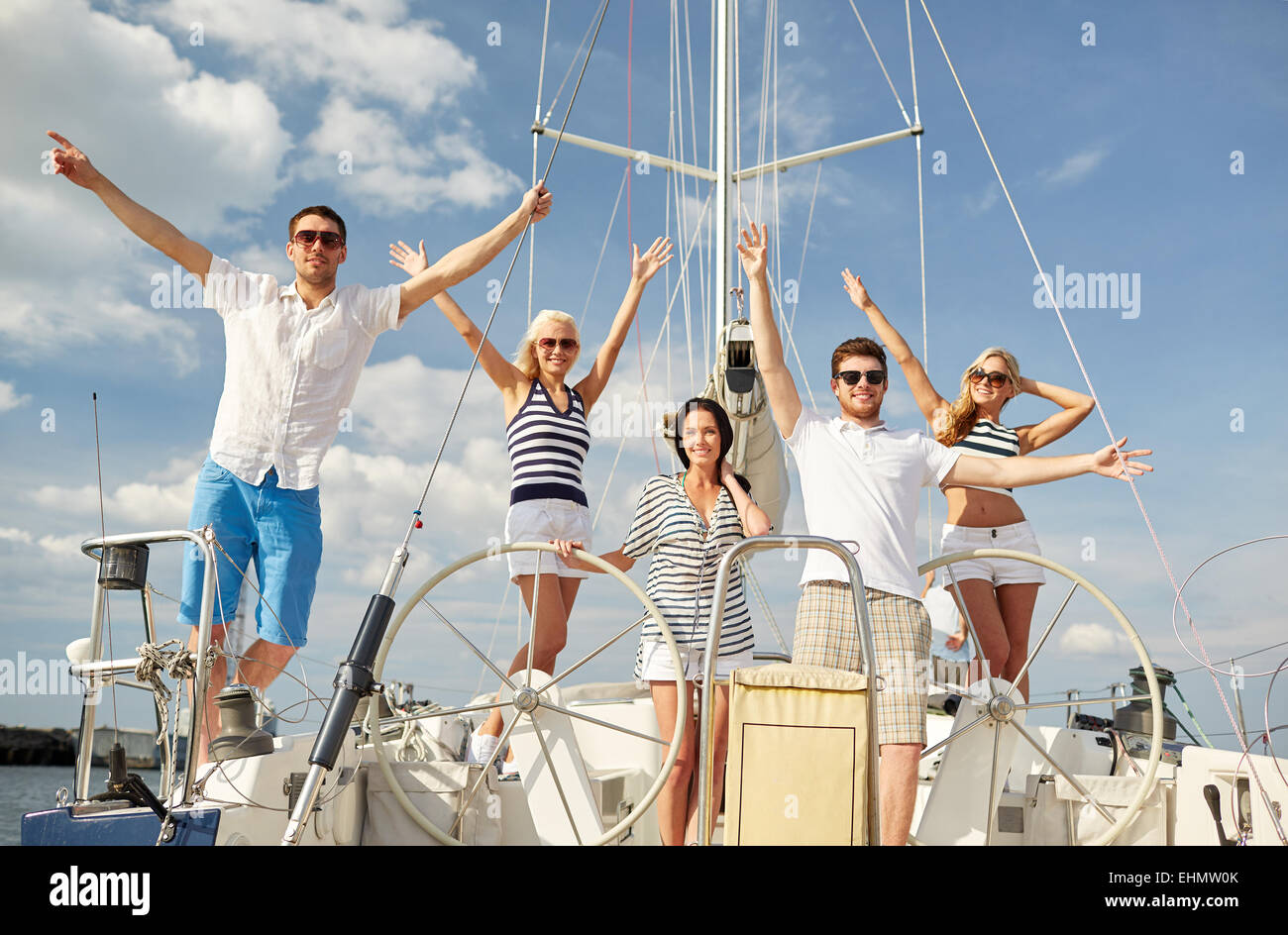 People on ship deck waving hi-res stock photography and images - Alamy