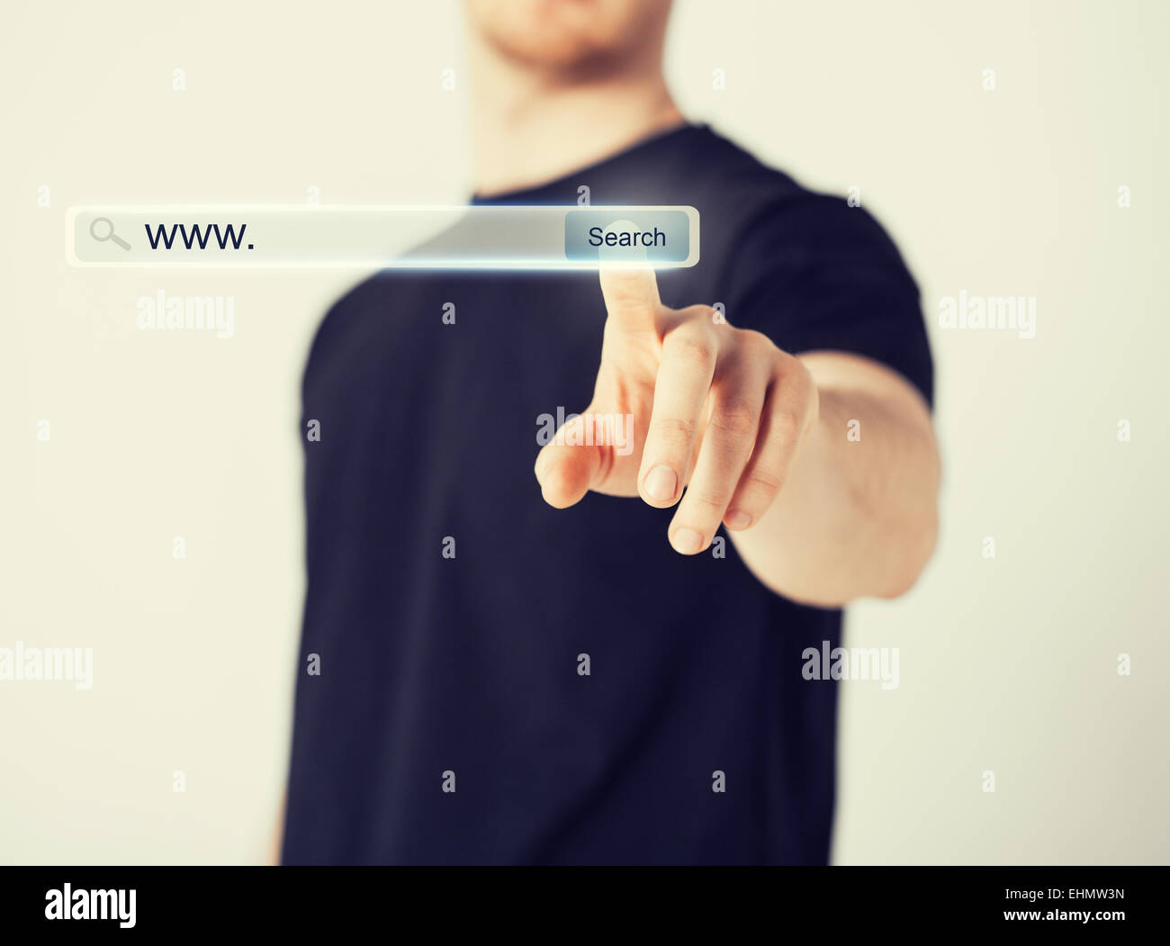 male hand pressing Search button Stock Photo - Alamy