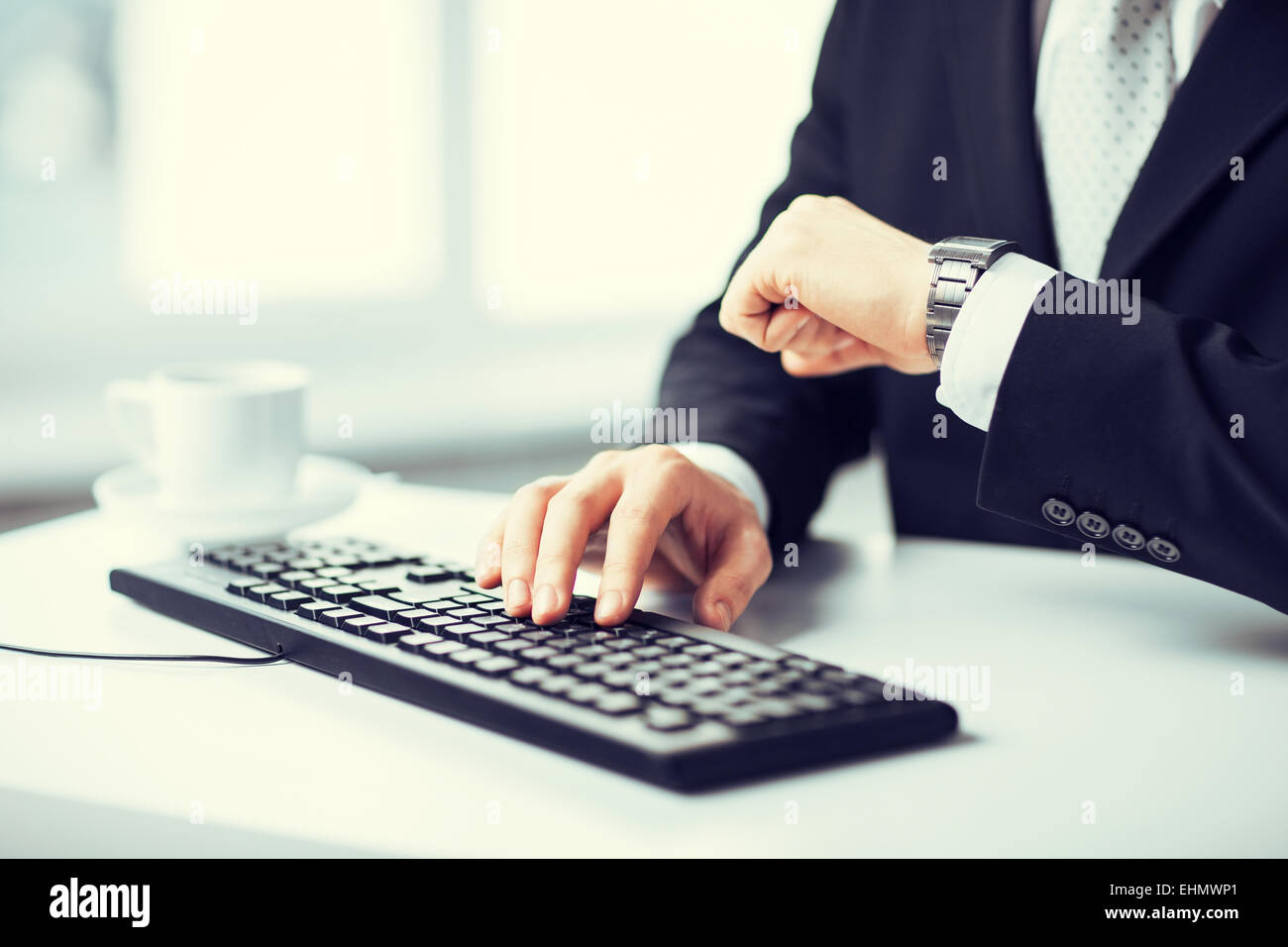 man hands typing on keyboard Stock Photo - Alamy