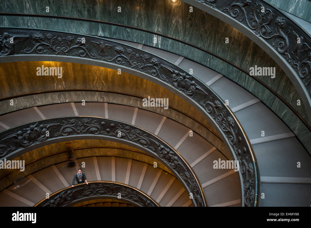 Guiseppe Momo's spiral ramp in the Vatican Museum, Rome, Lazio, Italy. Stock Photo