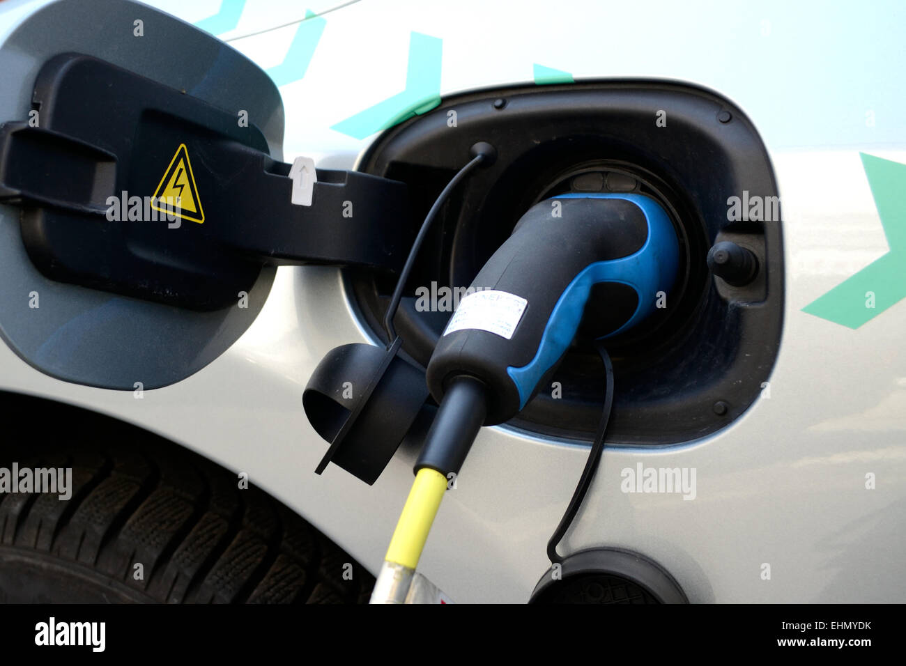 Electric car refuel current Stock Photo