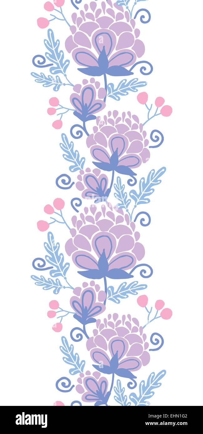 Soft purple flowers vertical seamless pattern background border Stock ...