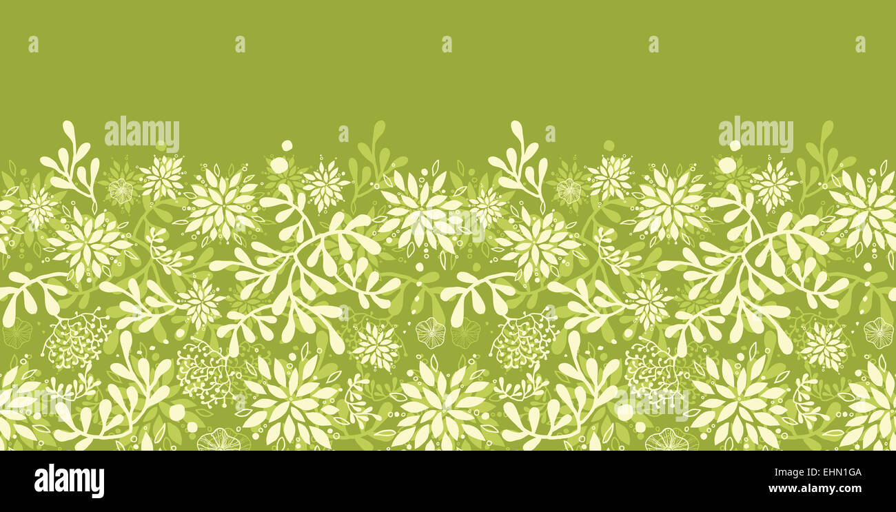 Green underwater plants horizontal seamless pattern background border ...