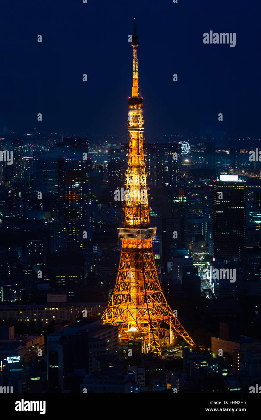 Tokyo tower by night, Japon. Stock Photo