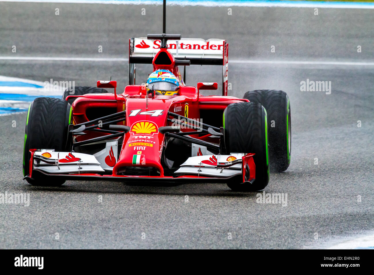 Fernando Alonso of Scuderia Ferrari F1 races on training session Stock ...