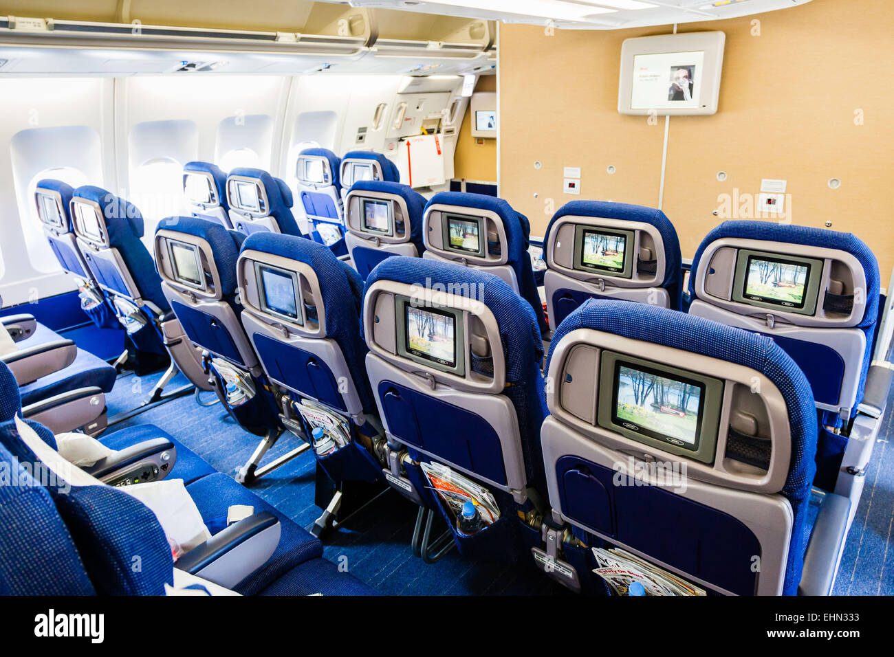 Economy class seating on plane Stock Photo Alamy