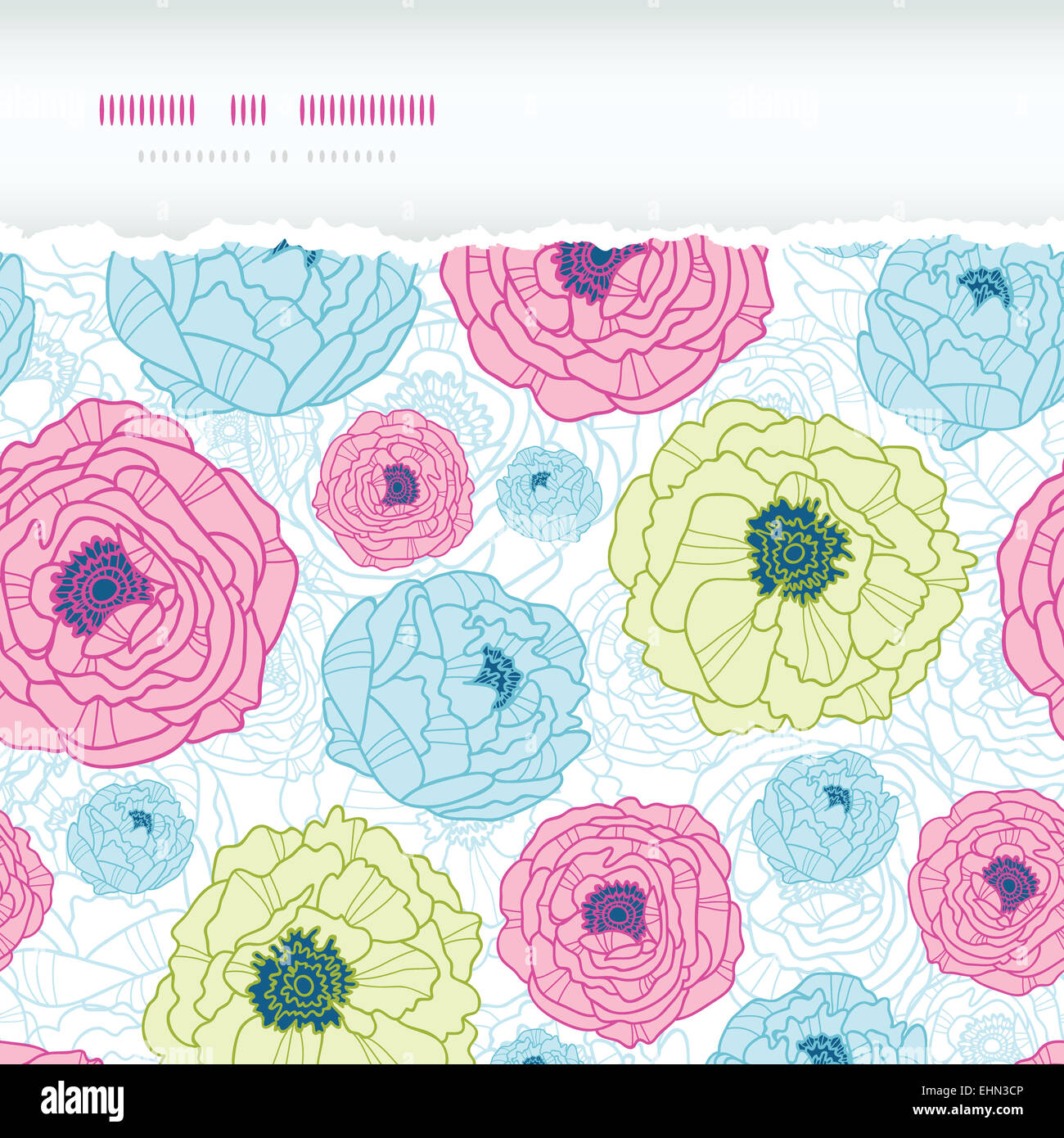 Lovely flowers horizontal torn seamless pattern background Stock Photo ...
