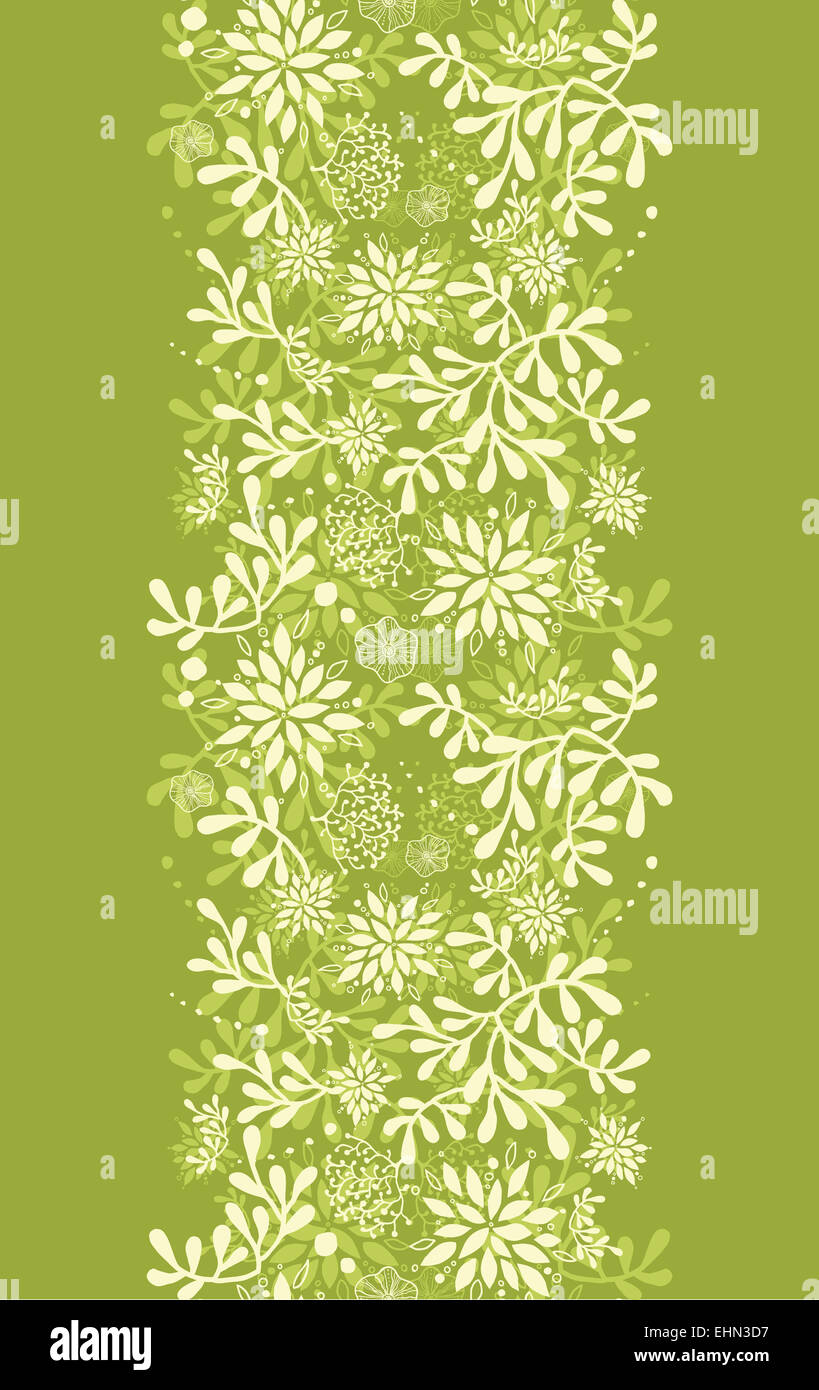 Green underwater plants vertical seamless pattern background border ...