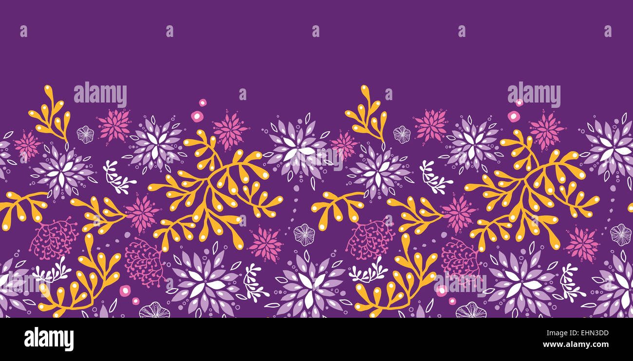 Purple and gold underwater plants horizontal seamless pattern ...