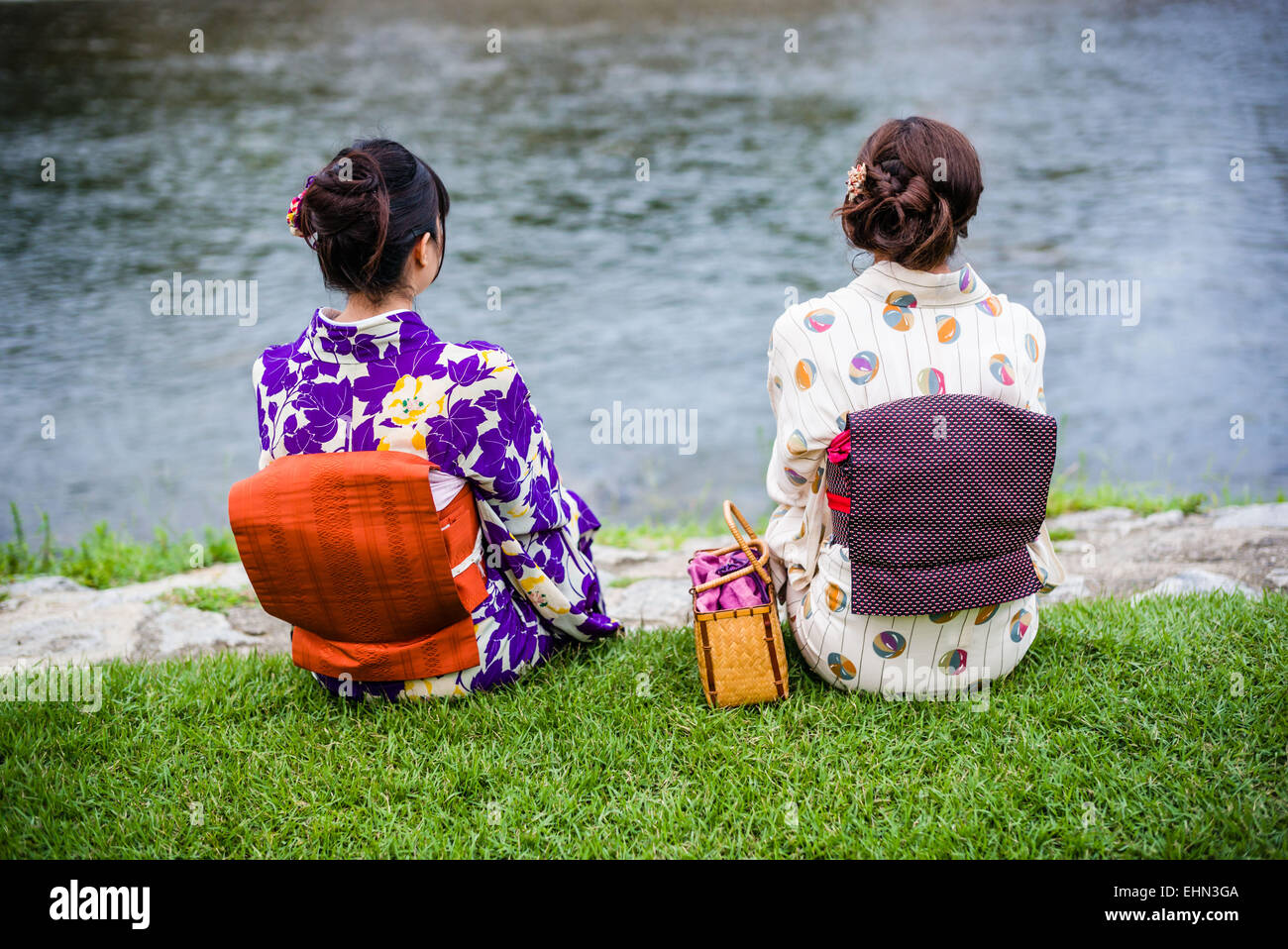Japanese women in traditional costume. Stock Photo
