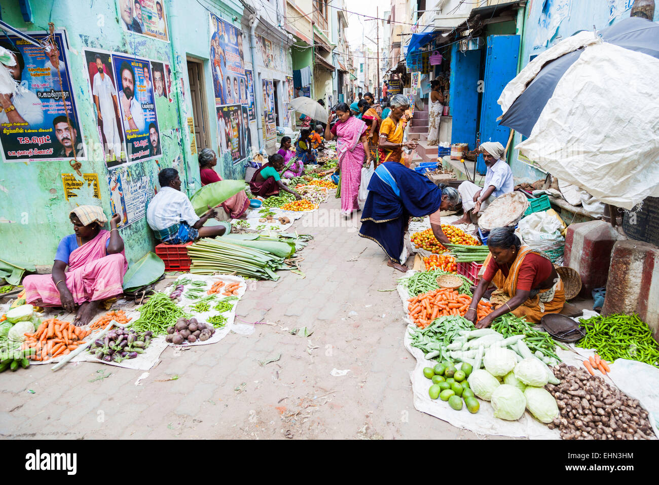 Market Street, Madurai India. Stock Photo