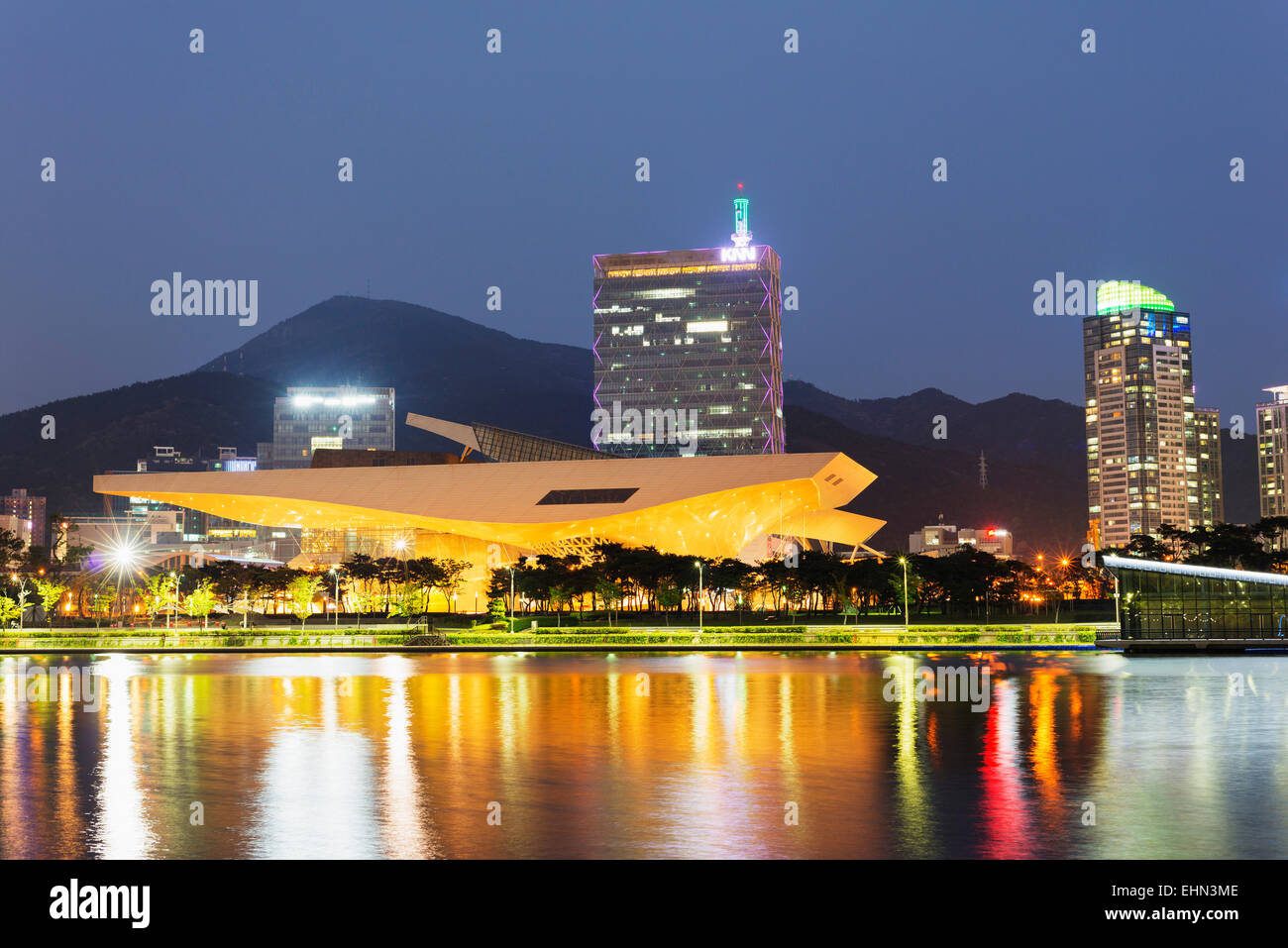 Asia, Republic of Korea, South Korea, Busan, Busan Cinema Center with cantilever roof Stock Photo