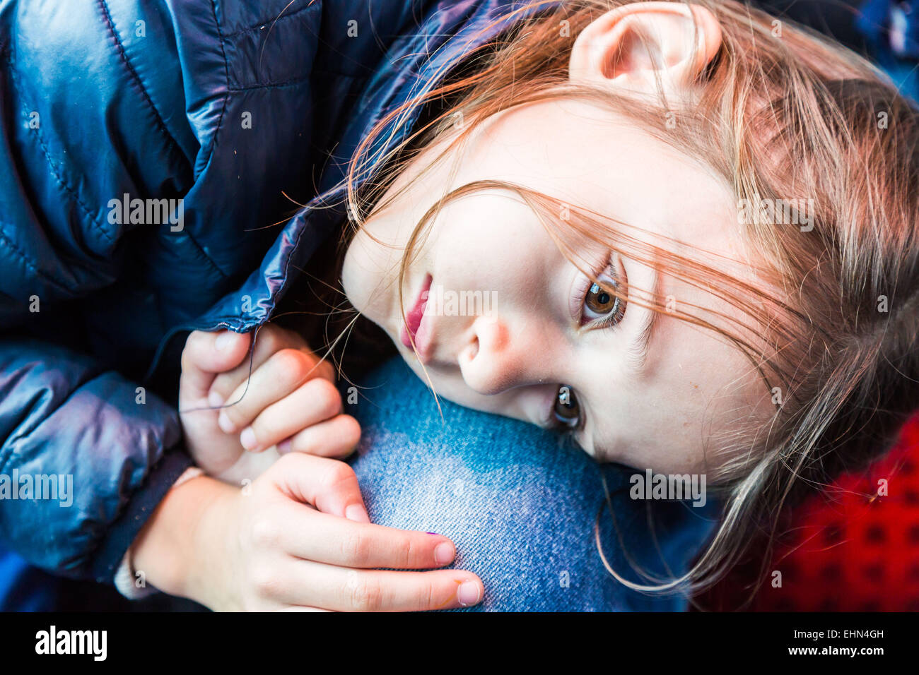 7 year old girl with her father. Stock Photo