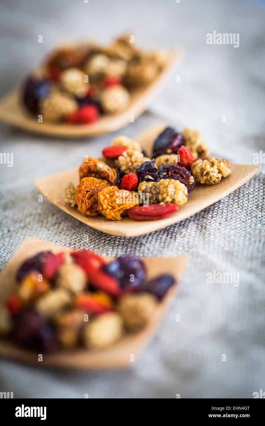 Superfruits are including vitamins, minerals and trace elements. Stock Photo