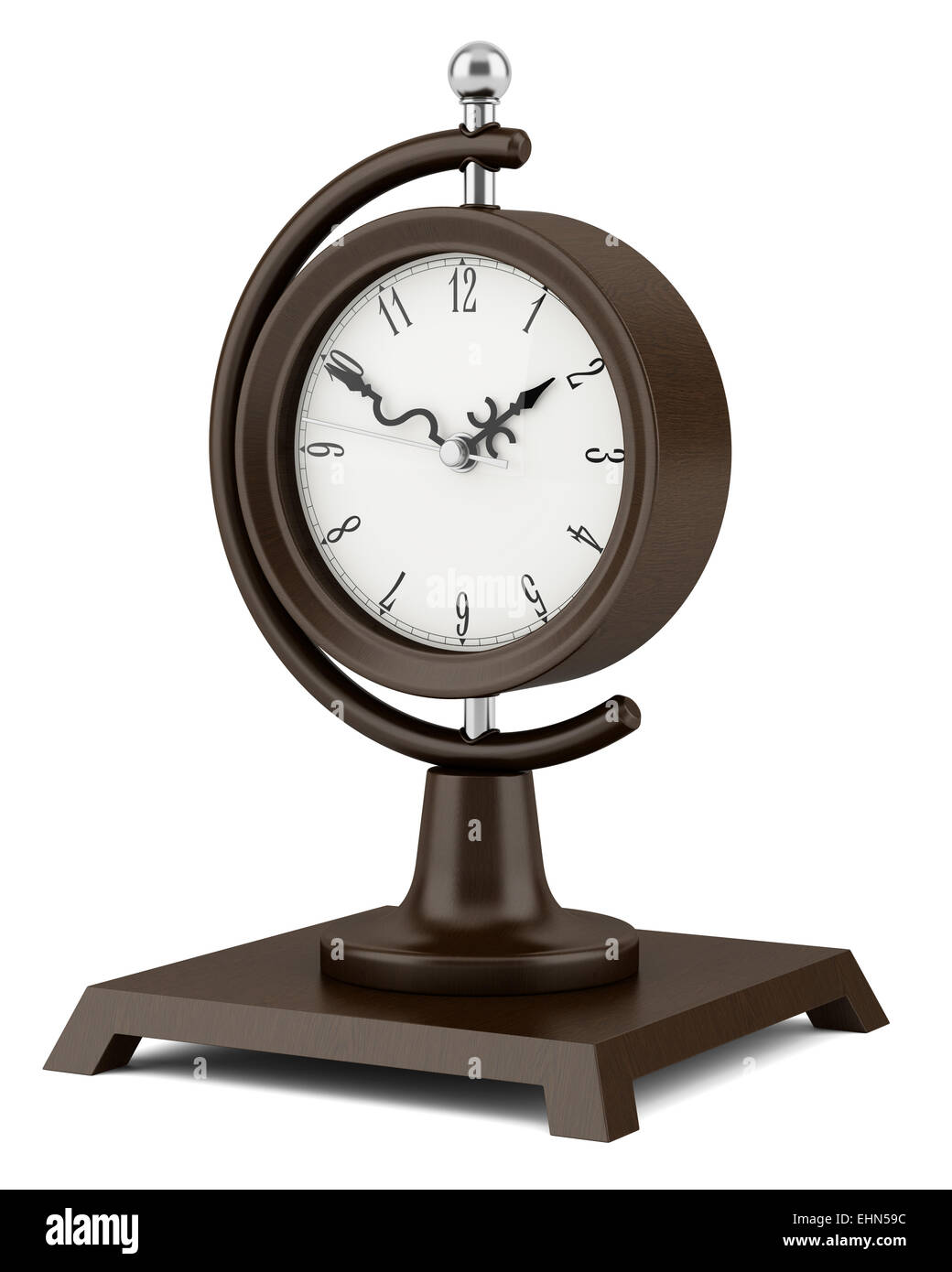 brown vintage table clock isolated on white background Stock Photo - Alamy