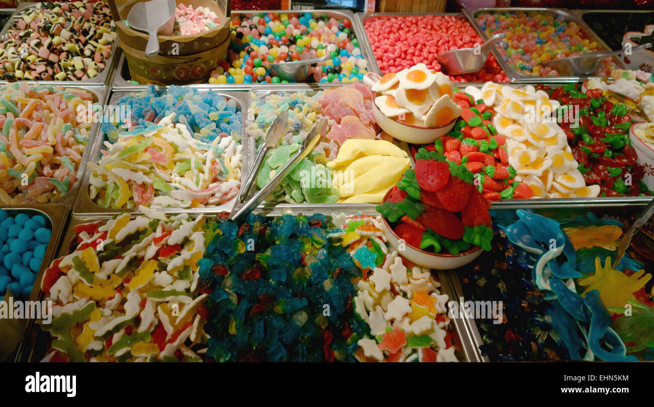 A selection of colourful colorful sweets Stock Photo
