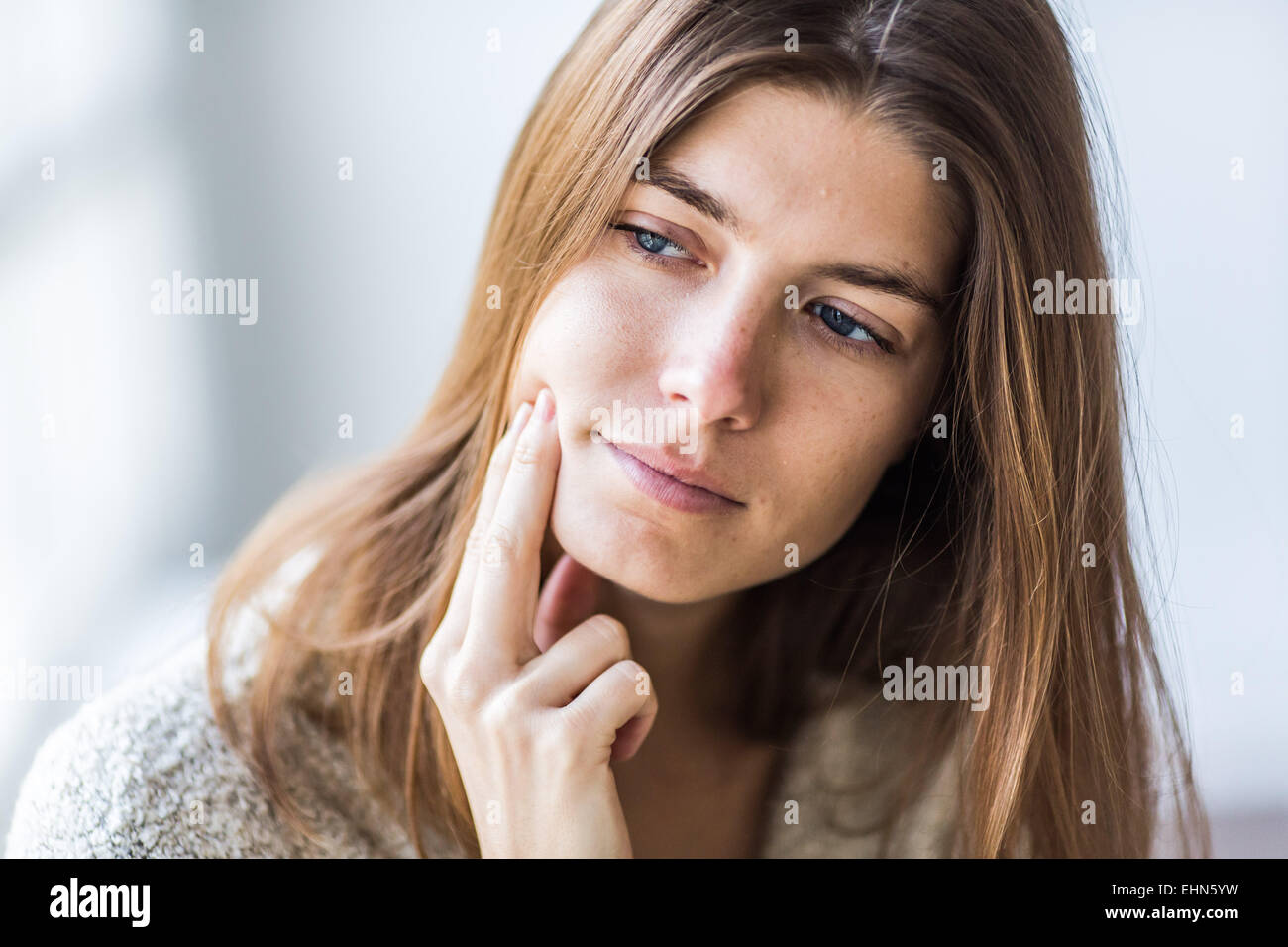 Woman suffering from toothache. Stock Photo