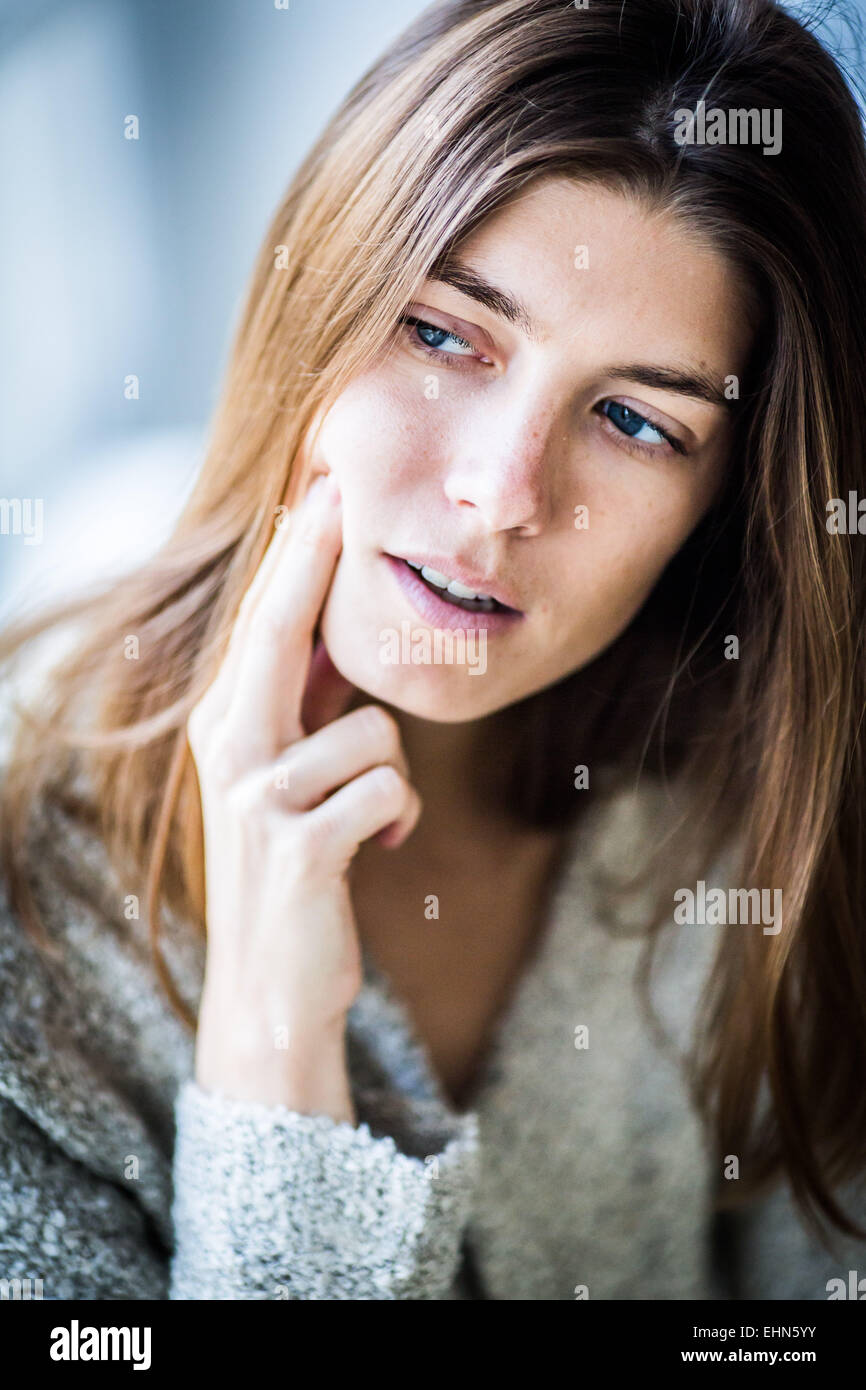 Woman suffering from toothache. Stock Photo