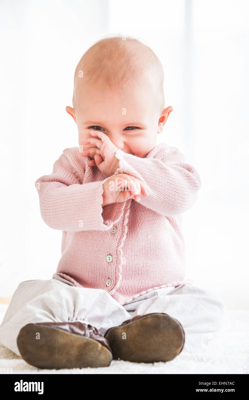 7-month-old baby girl. Stock Photo
