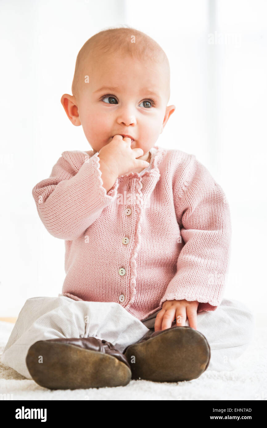 7-month-old baby girl. Stock Photo
