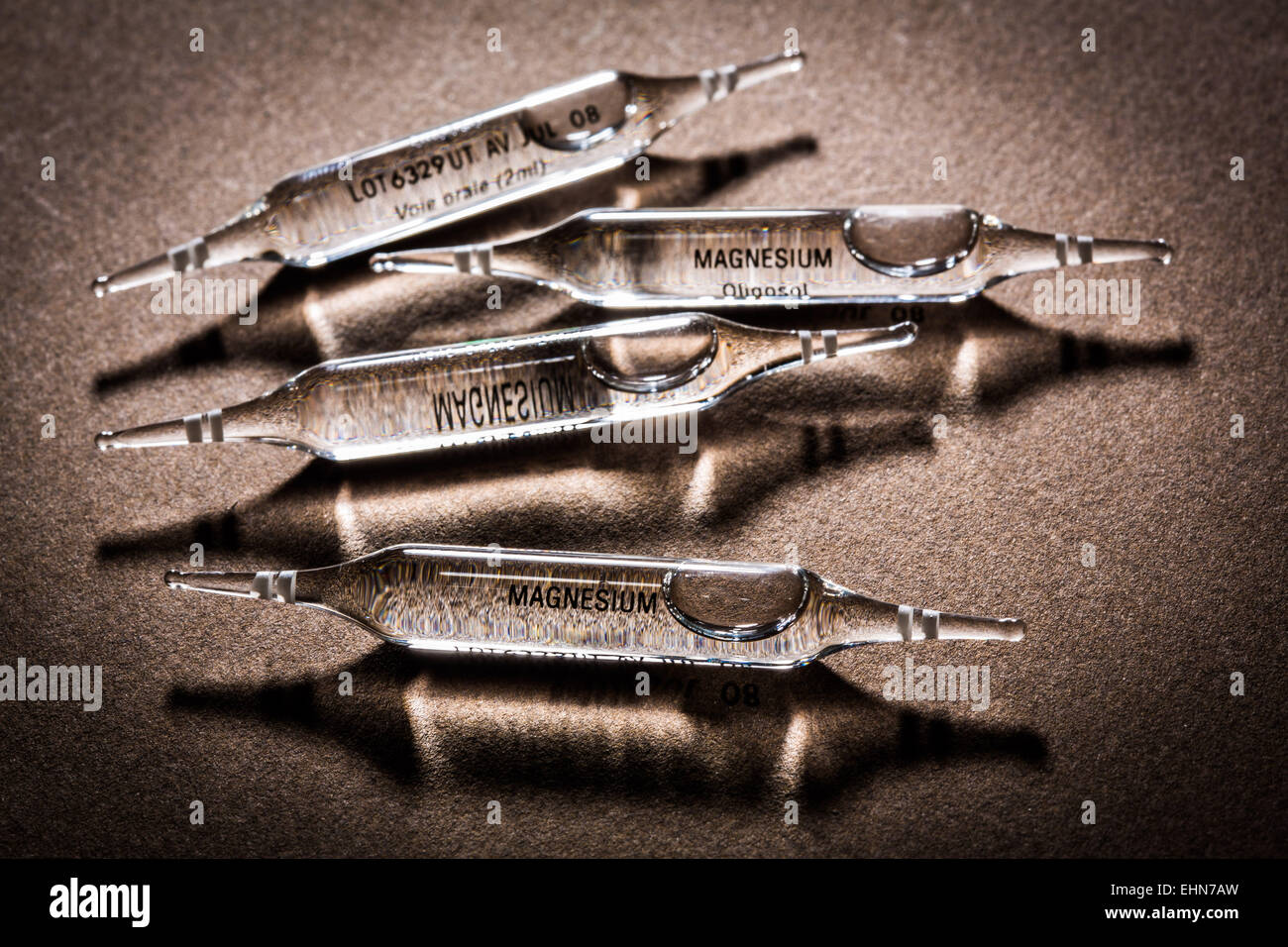 Magnesium glass ampoules. Stock Photo