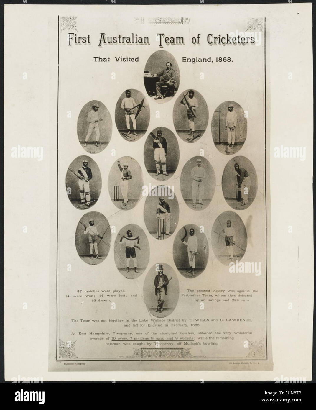 First Australian team of cricketers that visited England, 1868 Stock