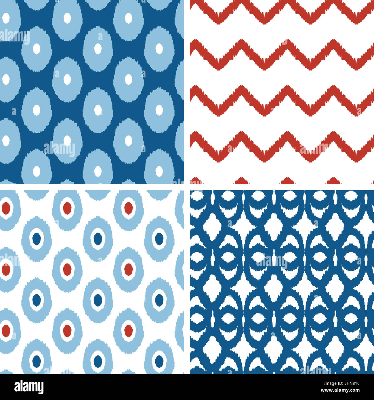 Set of blue and red ikat geometric seamless patterns backgrounds Stock ...