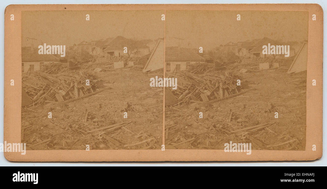 Wrecked Houses in the Aftermath of the Galveston Hurricane of 1900 Stock Photo