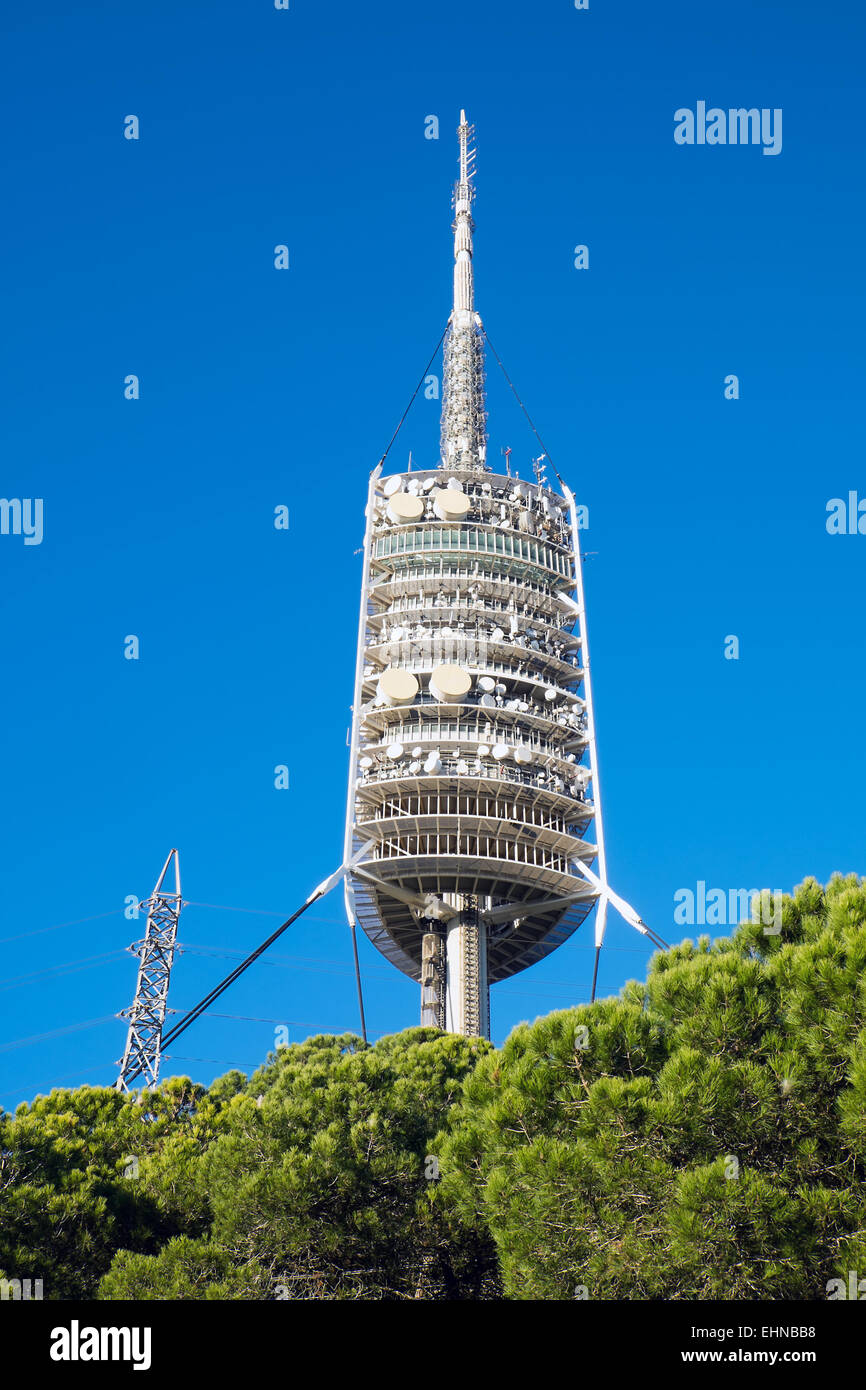 The Torre de Collserola on the mountains overlooking Barcelona Stock Photo