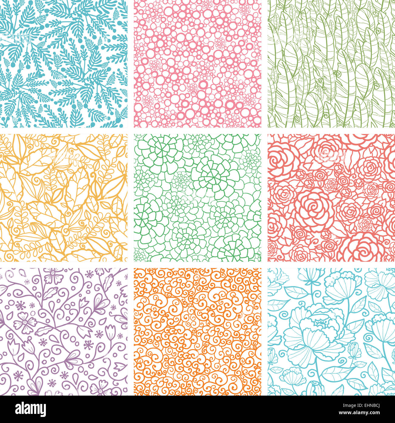 Set Of Nine Textured Natural Seamless Patterns Backgrounds Stock Photo ...