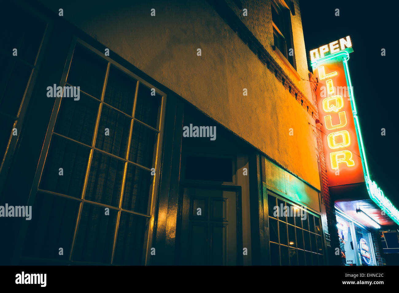 A liquor store at night, in Orange, California Stock Photo Alamy
