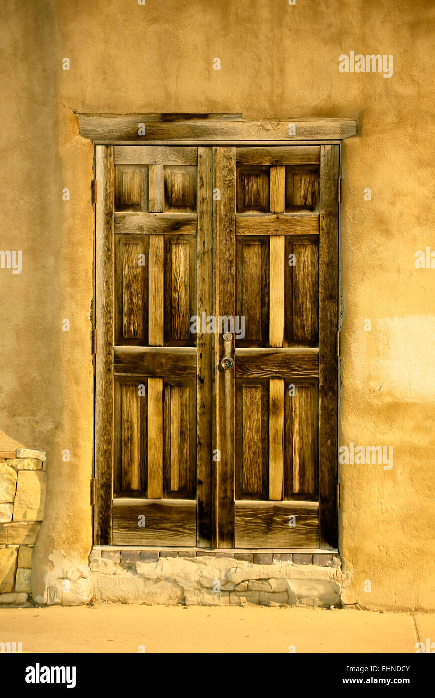 Wooden door, Santa Fe, New Mexico USA Stock Photo