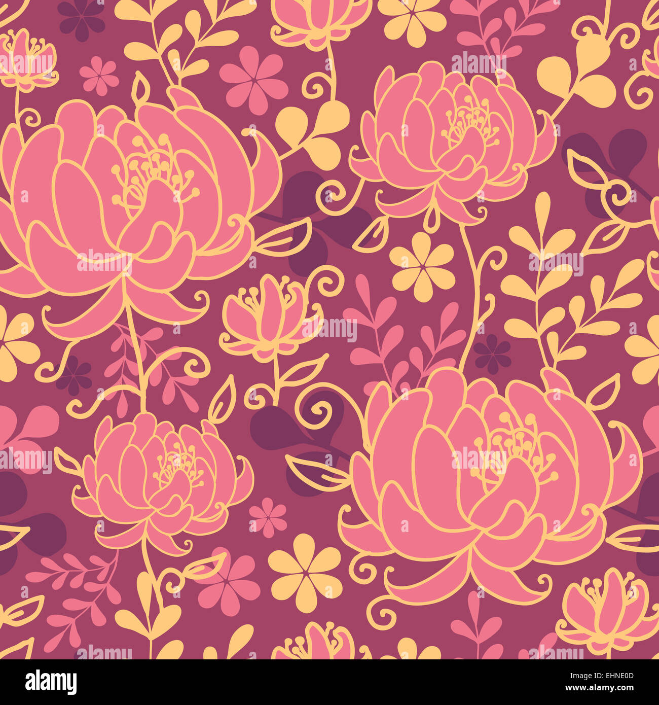 Red flowers and leaves seamless pattern background Stock Photo - Alamy
