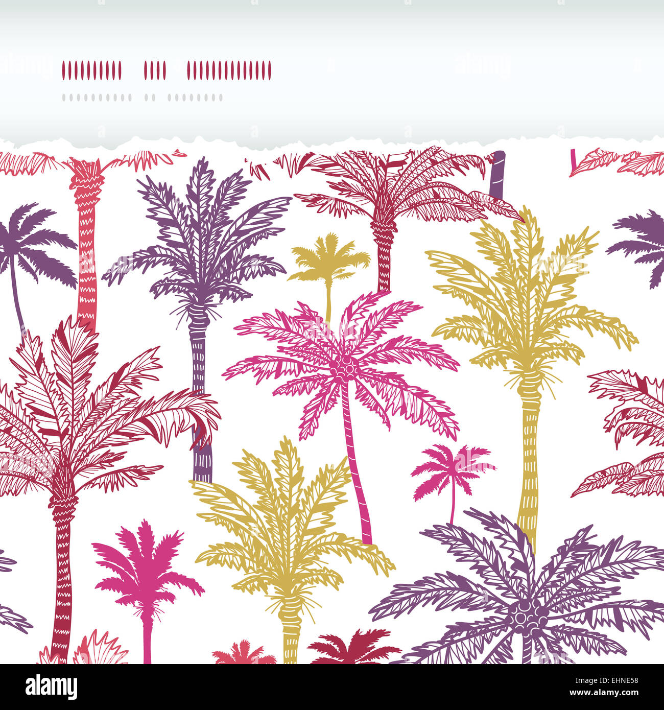Palm trees seamless horizontal torn pattern background Stock Photo - Alamy