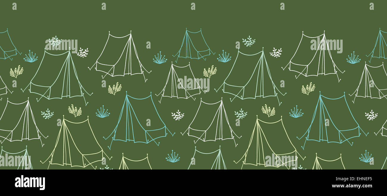 Camping horizontal seamless pattern background border Stock Photo - Alamy