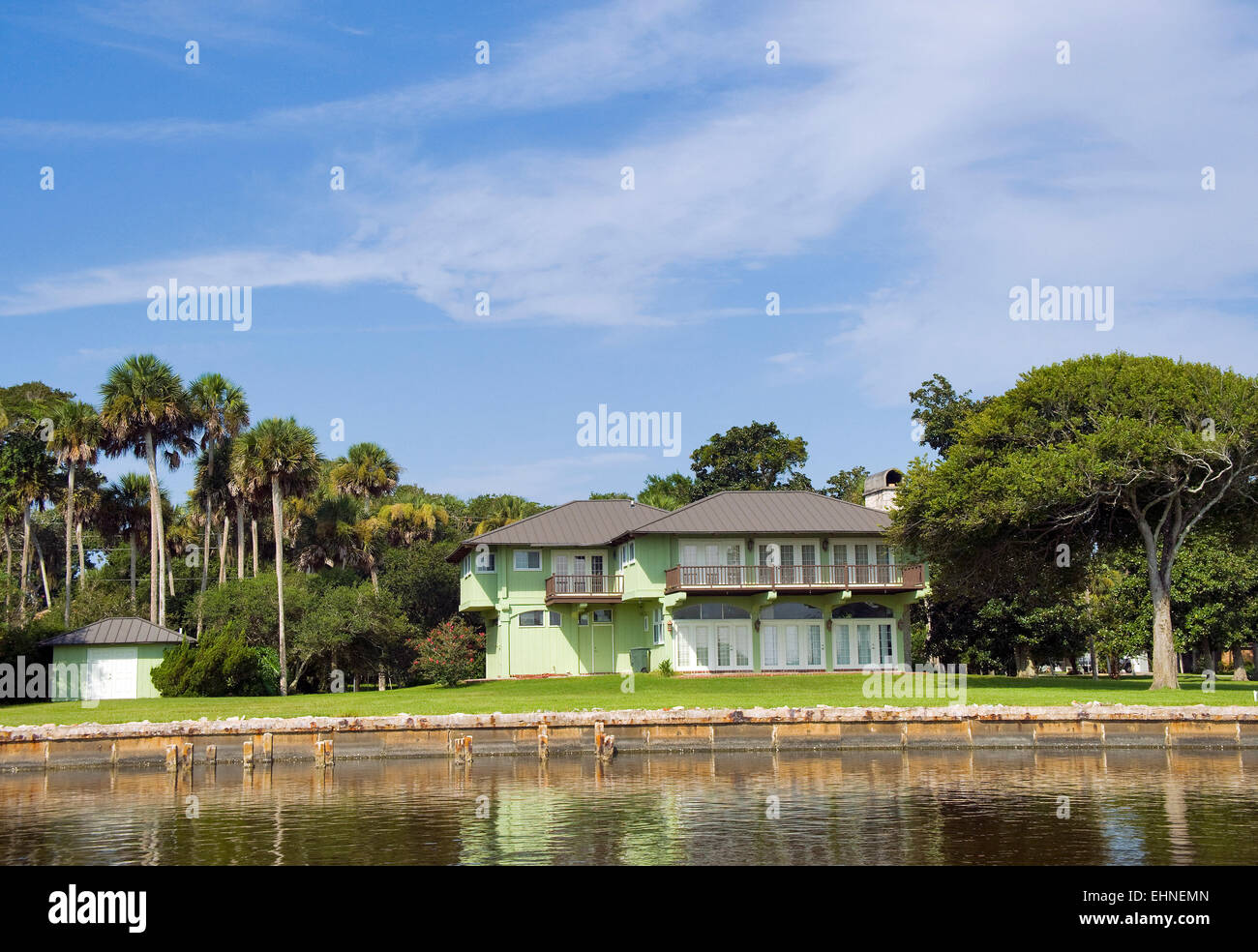 Attractive house on the bank of the Intracoastal Waterway Florida, USA