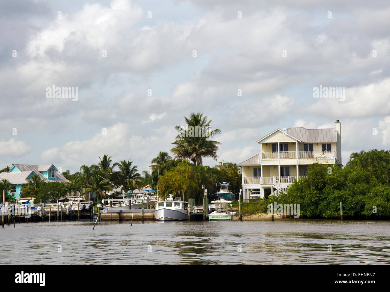 Attractive house on the bank of the Intracoastal Waterway, Florida, USA