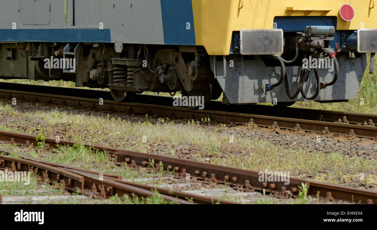 train moving on railroad tracks Stock Photo Alamy