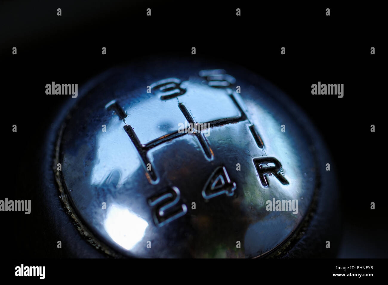 five speed manual gearstick of a car Stock Photo Alamy