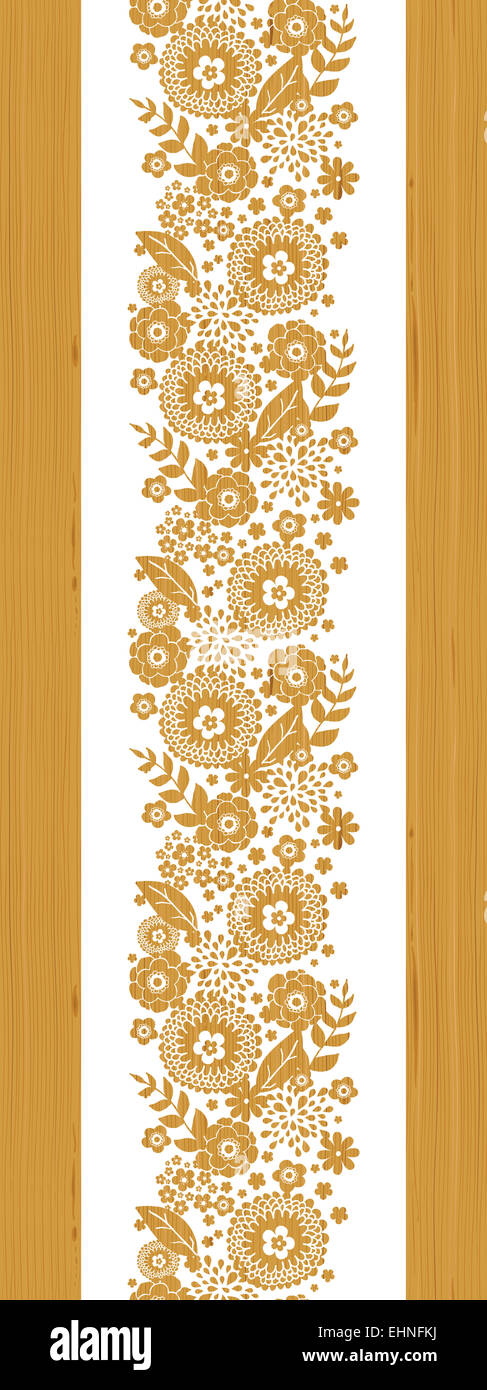 Textured flowers vertical seamless pattern background border Stock ...