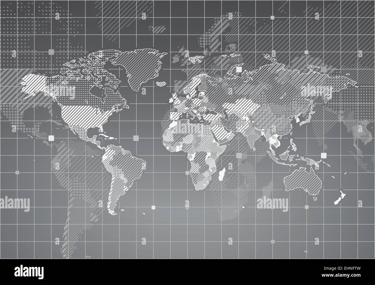 World map with textured countries Stock Photo