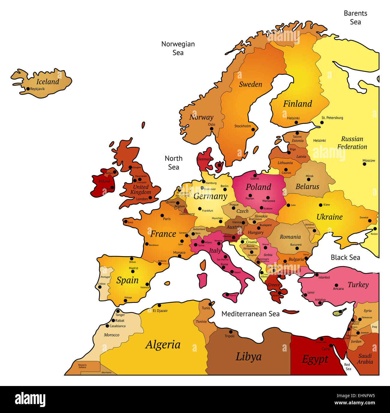 Map of Europe Stock Photo