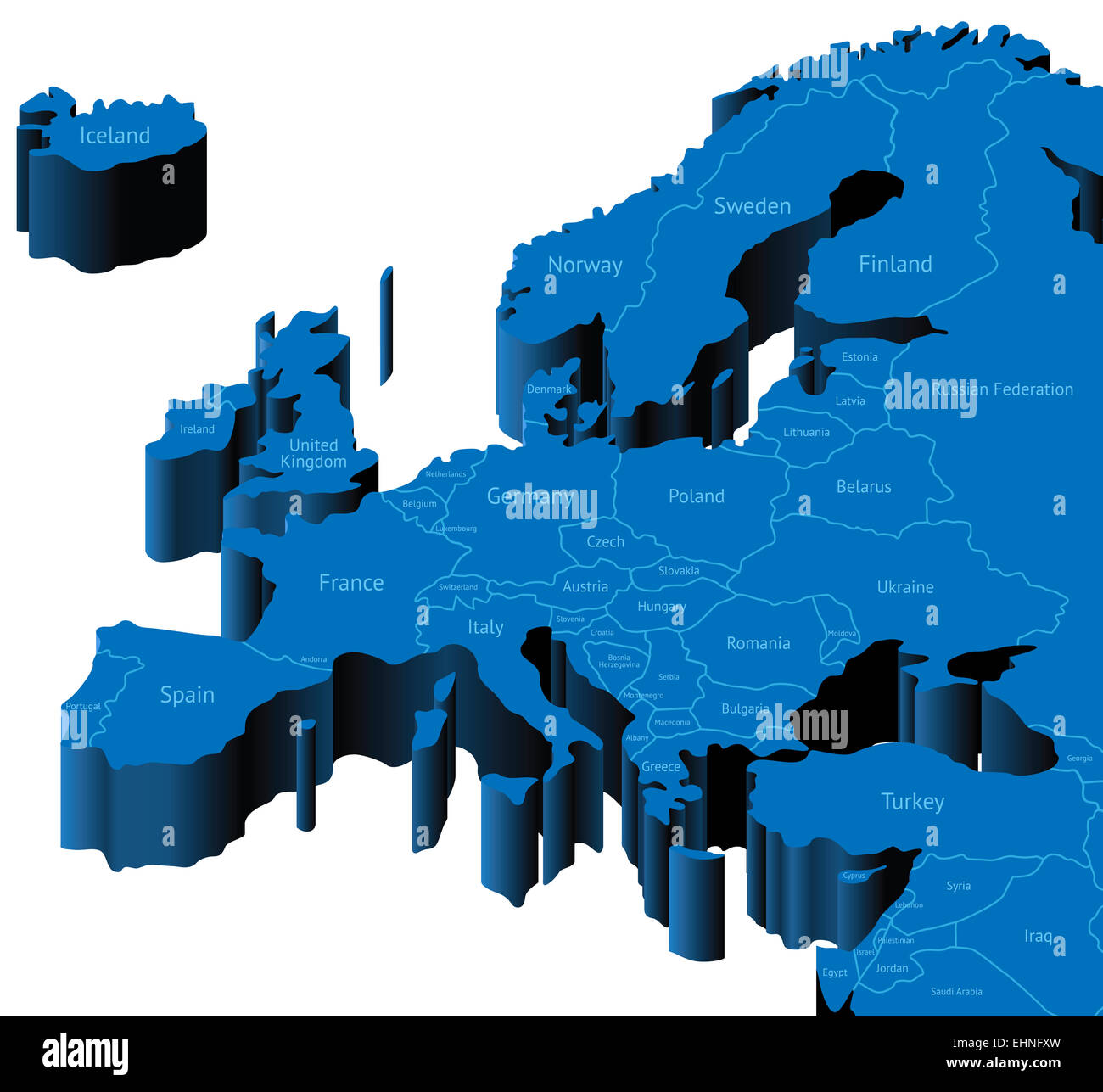 3d map of Europe Stock Photo