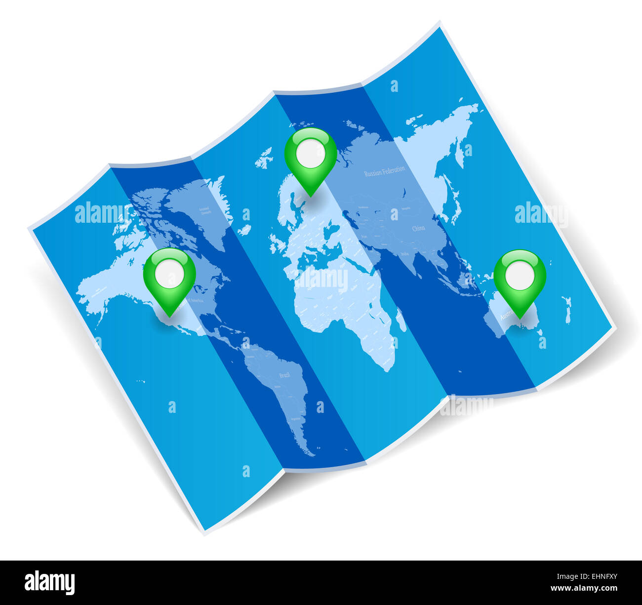 World map with gps marks Stock Photo