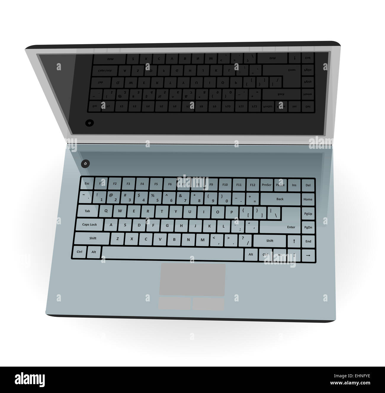 Realistic silver laptop with black screen Stock Photo