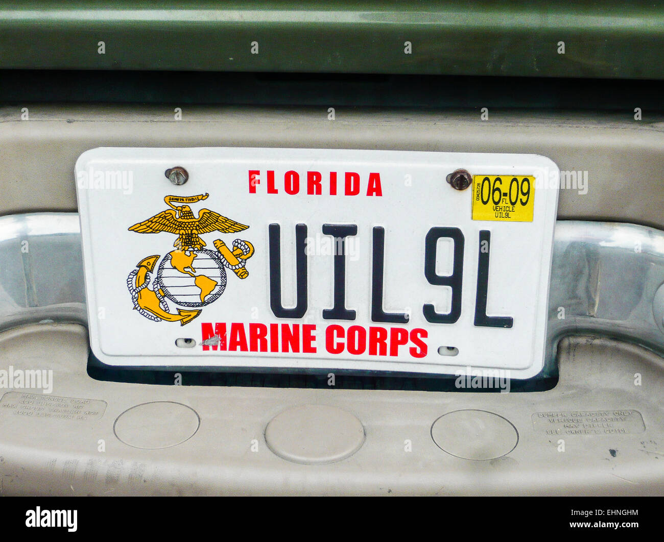 Car Number Plate From The Florida Marine Corps Stock Photo 79764656