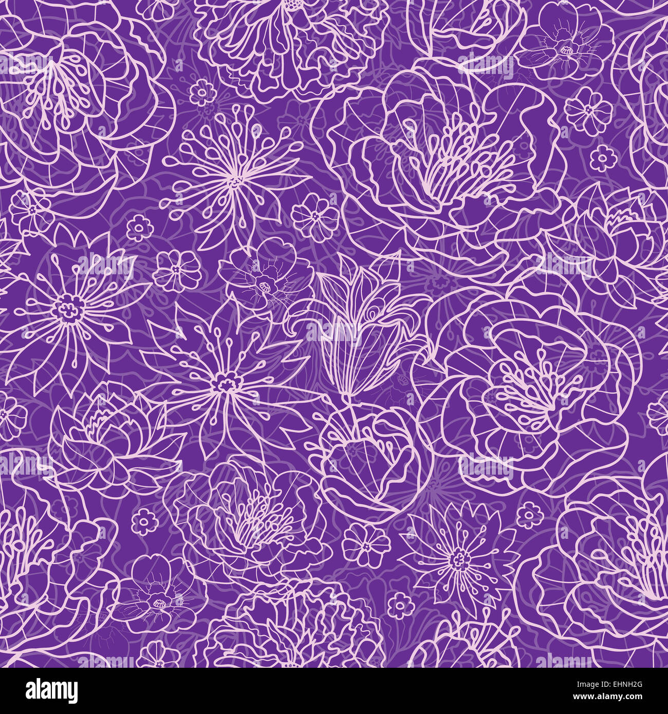 Purple lace flowers seamless pattern background Stock Photo - Alamy