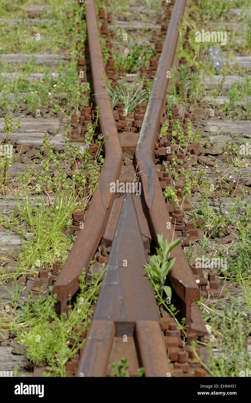 rusty railway track crossing Stock Photo Alamy