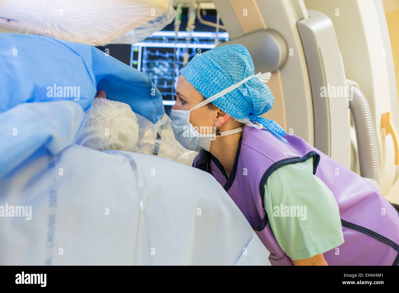 Nurse of cardiologic department, Limoges hospital, France. Stock Photo