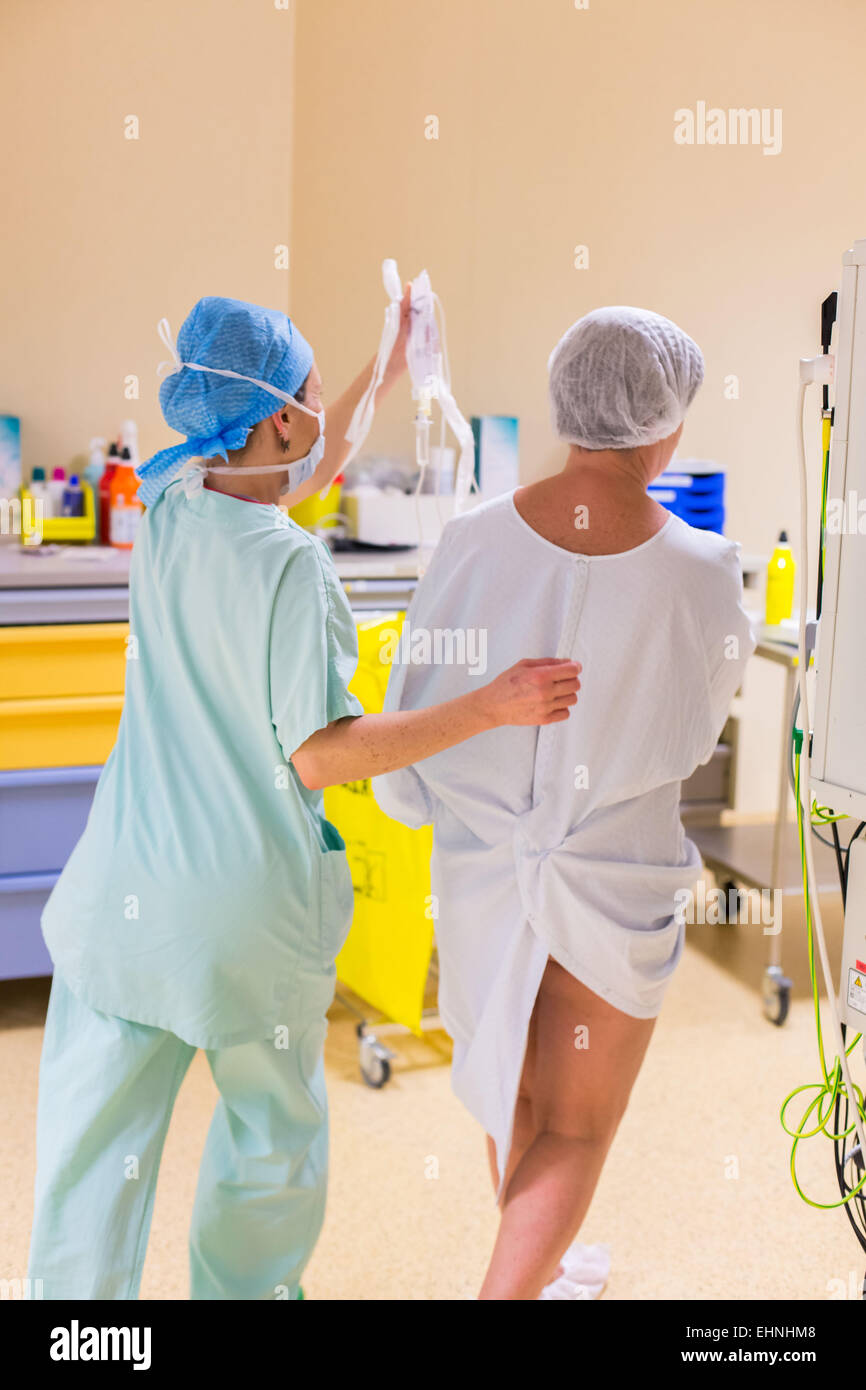 Entrance to the operating theater of a patient. Stock Photo